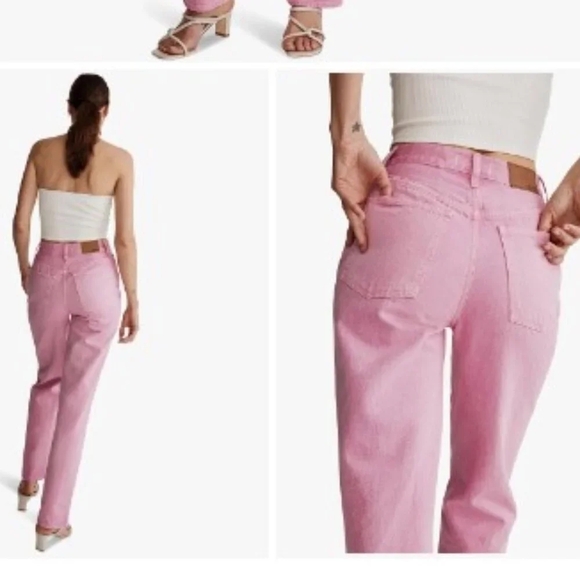 MADEWELL Pink Baggy Straight High Waist Jeans Size 26 with Discoloring - Picture 5 of 10